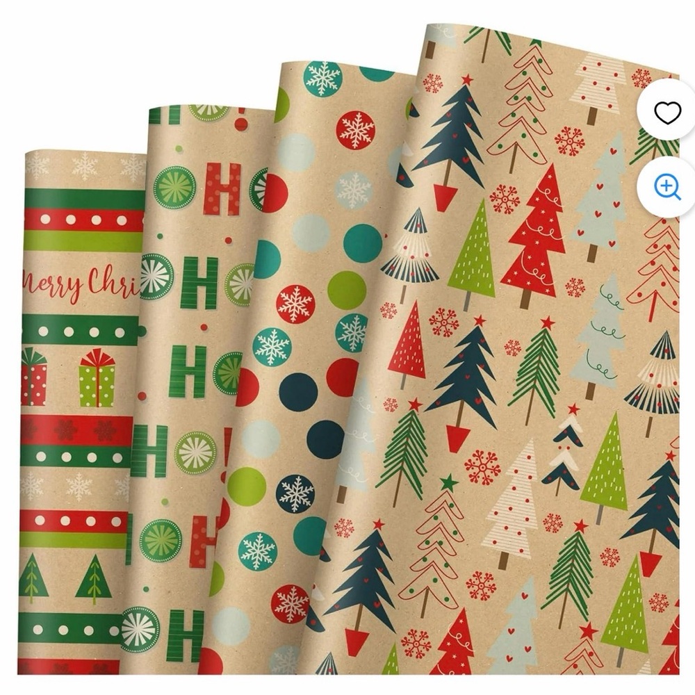 Festive Christmas Kraft Wrapping Paper Set